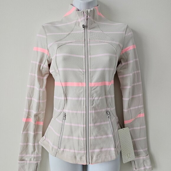 NWT LULULEMON PSHD/BRLY Pink Multi Stripe Cottony Soft Forme Jacket 4 - Picture 1 of 8